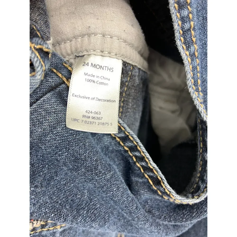 Oshkosh B'gosh Patchwork Deer Blue Denim Overalls Big Kids 24M